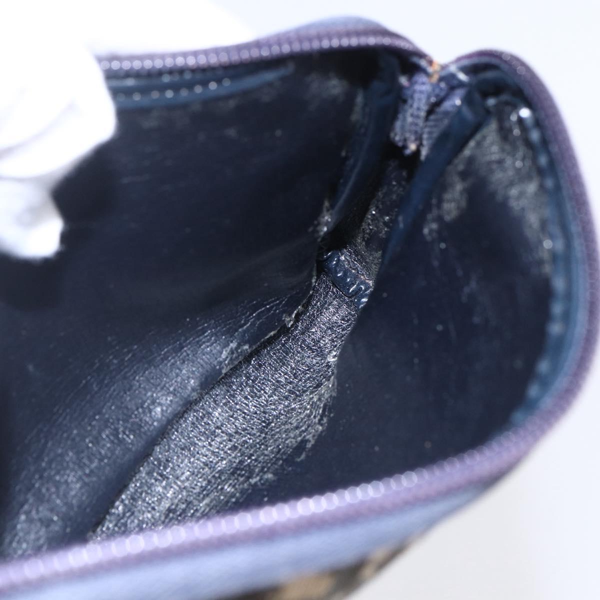 Christian Dior Trotter Canvas Pouch Navy Gold Auth bs30397