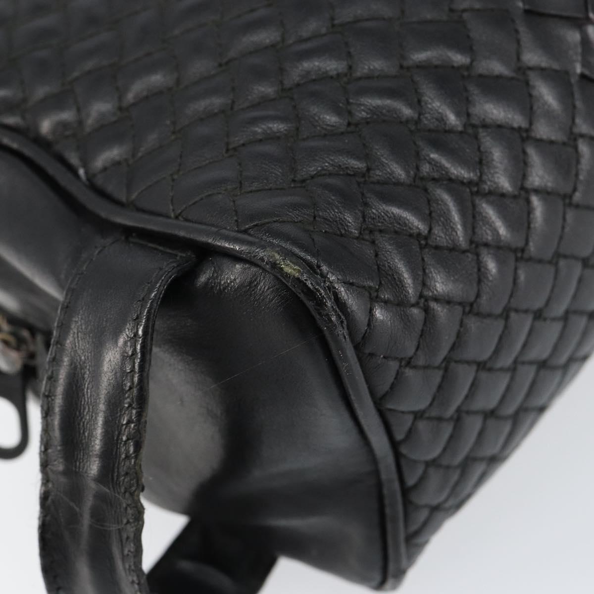 BOTTEGA VENETA INTRECCIATO Clutch Bag Leather Black Auth bs30399