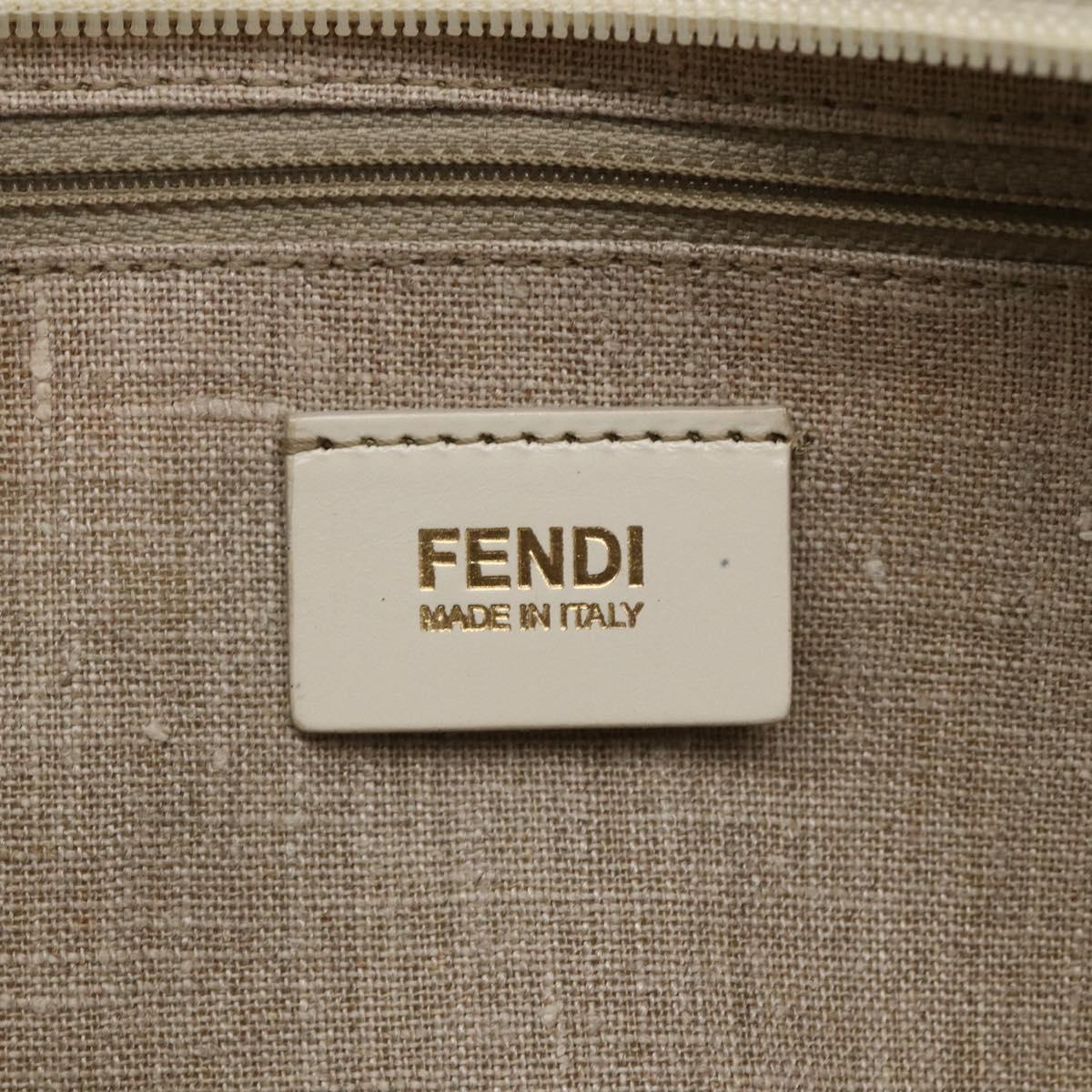 FENDI Tote Bag Canvas Beige Gold Auth bs30403