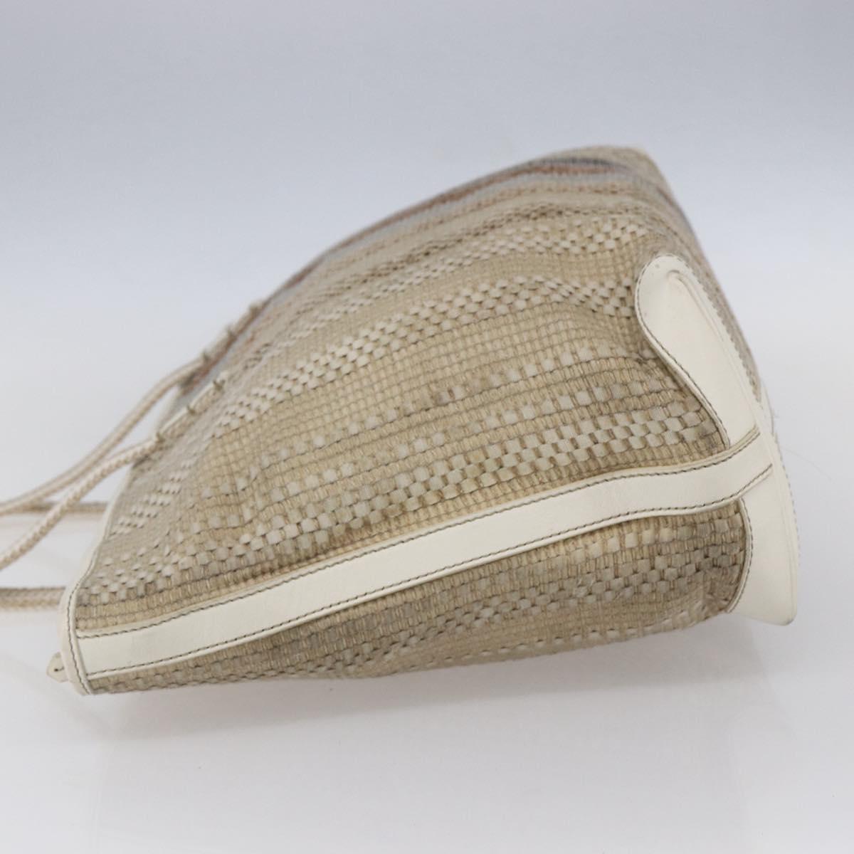 FENDI Tote Bag Canvas Beige Gold Auth bs30403