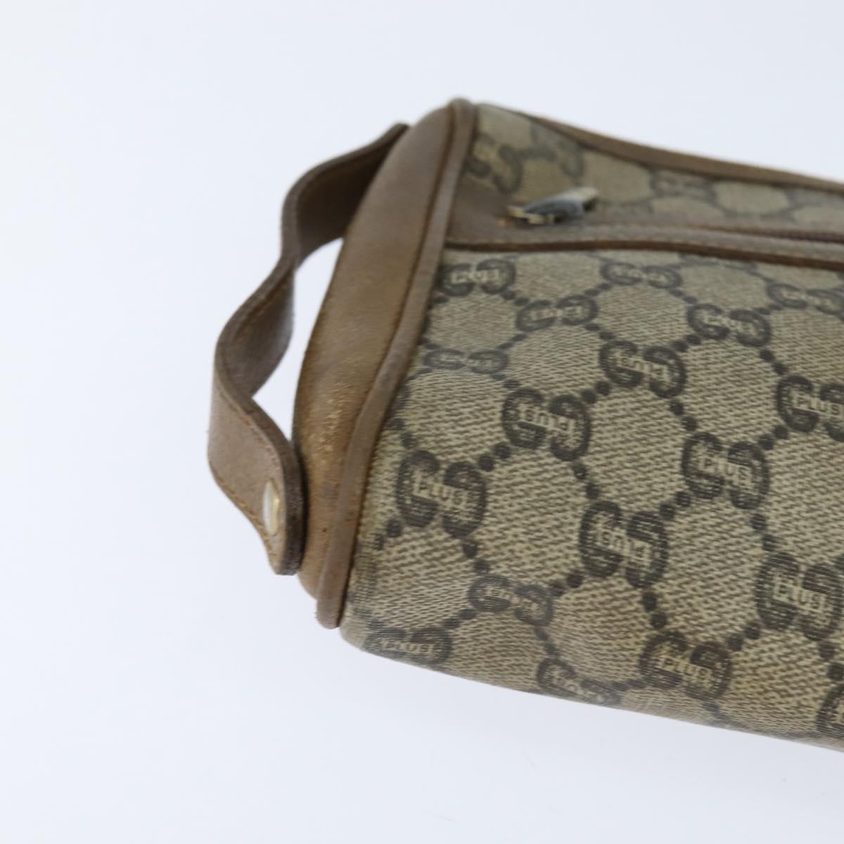 GUCCI GG Plus Supreme Clutch Bag PVC Beige Gold Auth bs30404