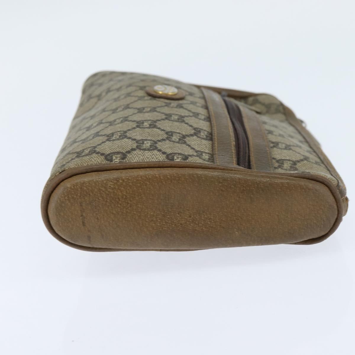 GUCCI GG Plus Supreme Clutch Bag PVC Beige Gold Auth bs30404