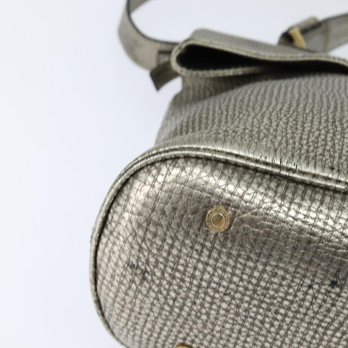 BVLGARI Leoni Hand Bag Leather 2way Champagne Gold Auth bs30406