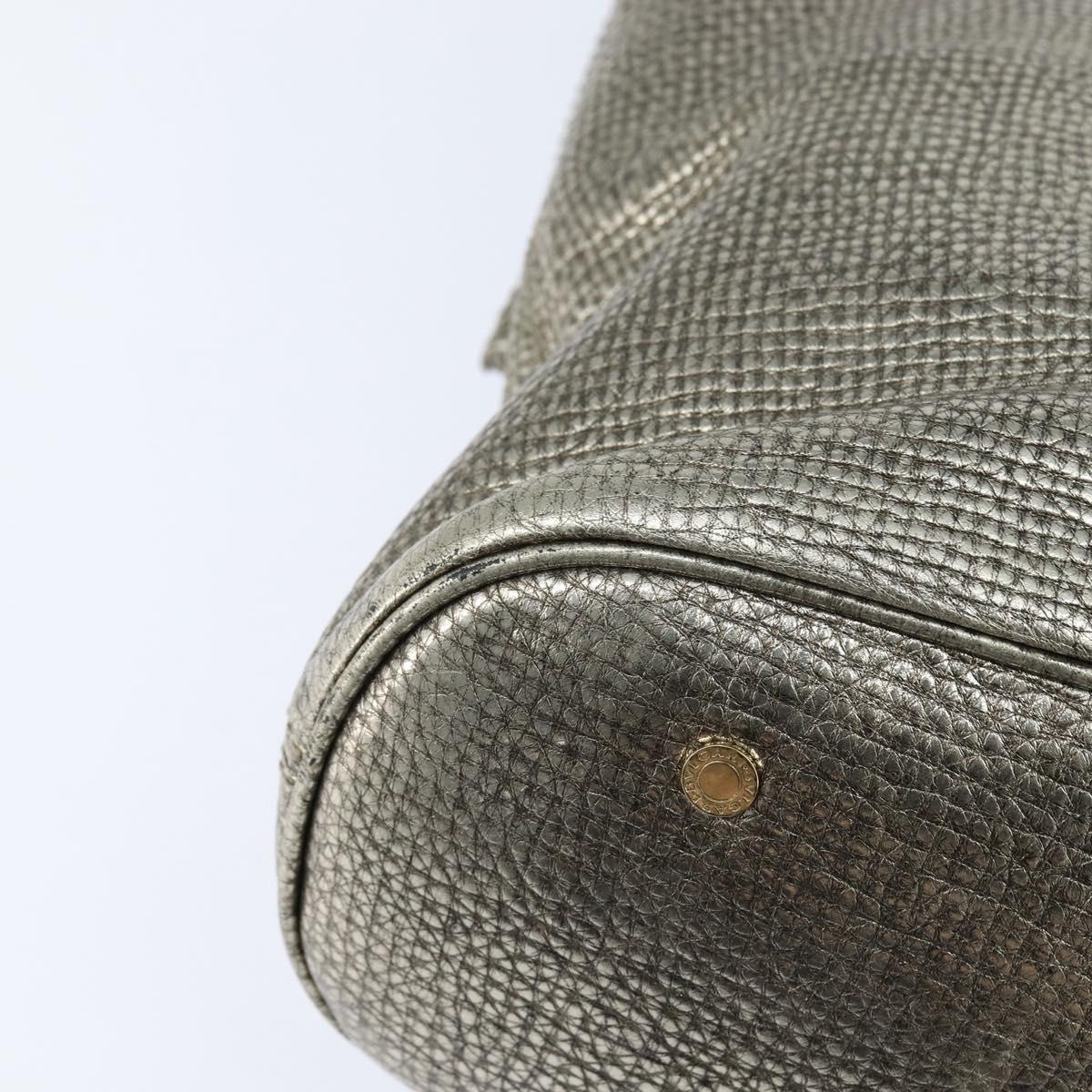 BVLGARI Leoni Hand Bag Leather 2way Champagne Gold Auth bs30406