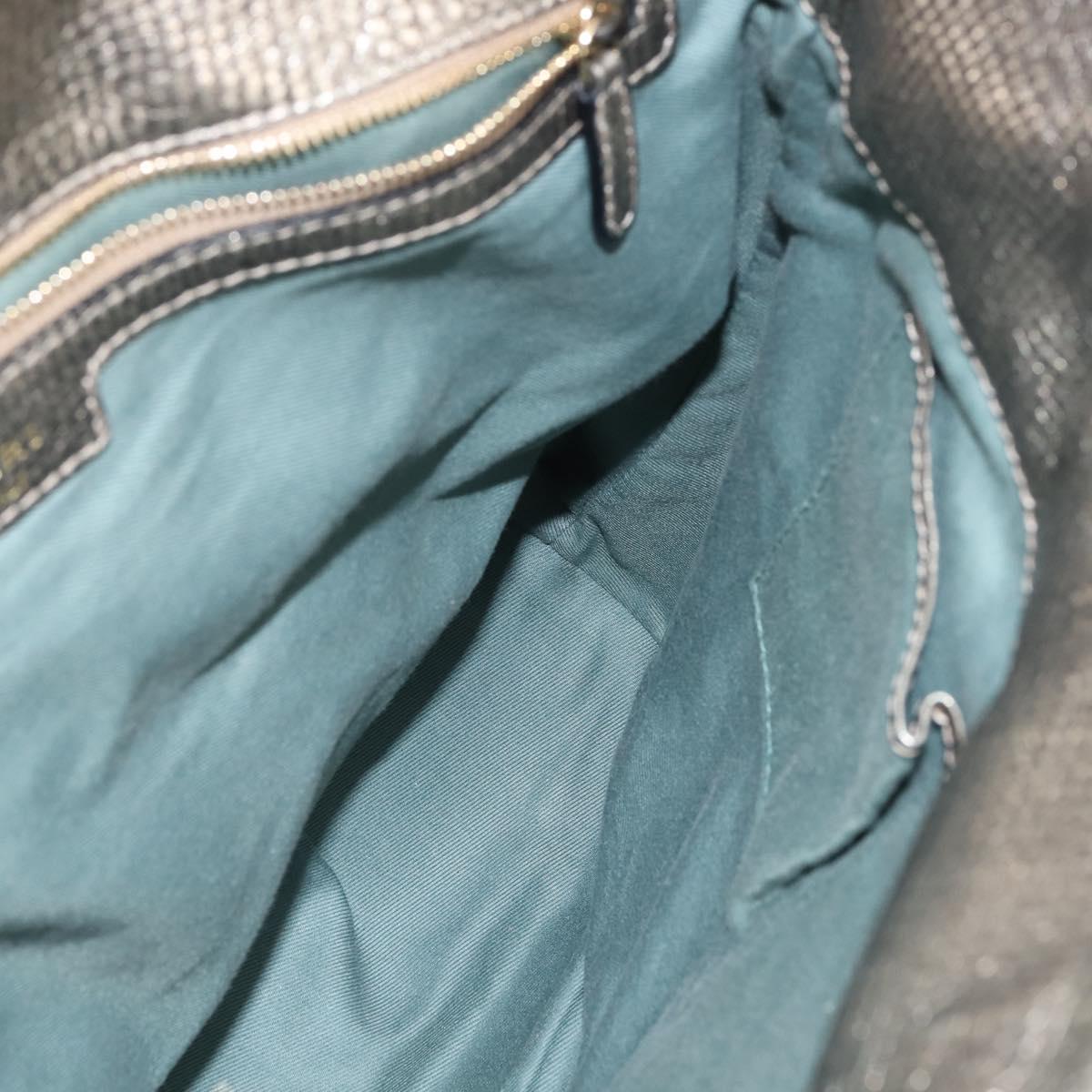 BVLGARI Leoni Hand Bag Leather 2way Champagne Gold Auth bs30406