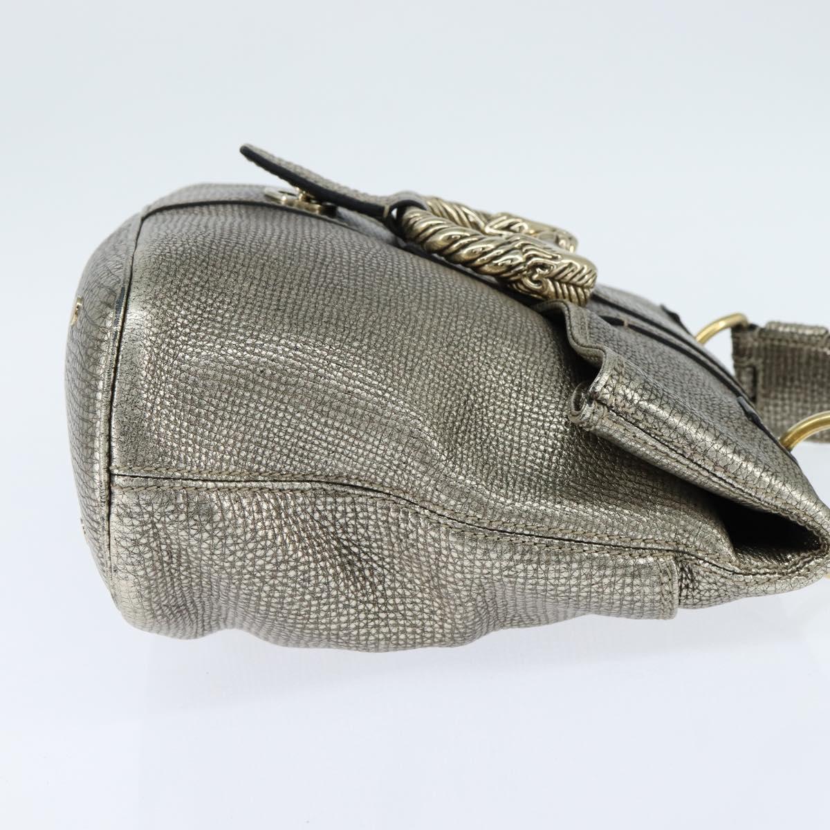 BVLGARI Leoni Hand Bag Leather 2way Champagne Gold Auth bs30406