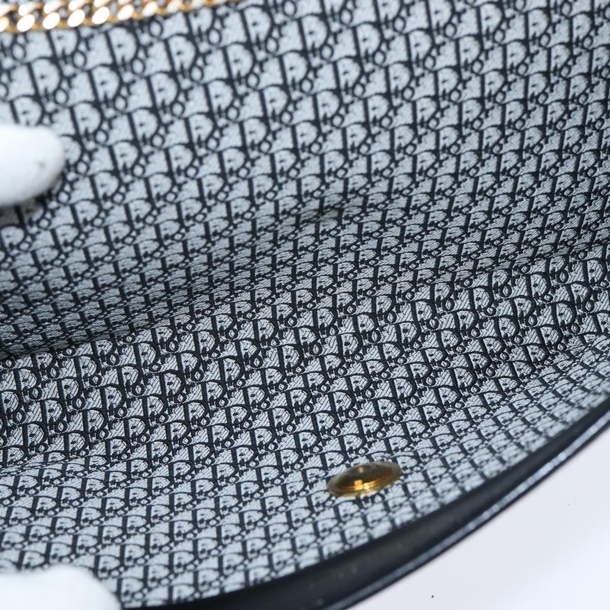 Christian Dior Trotter Canvas Chain Shoulder Bag Suede Black Gold Auth bs30407