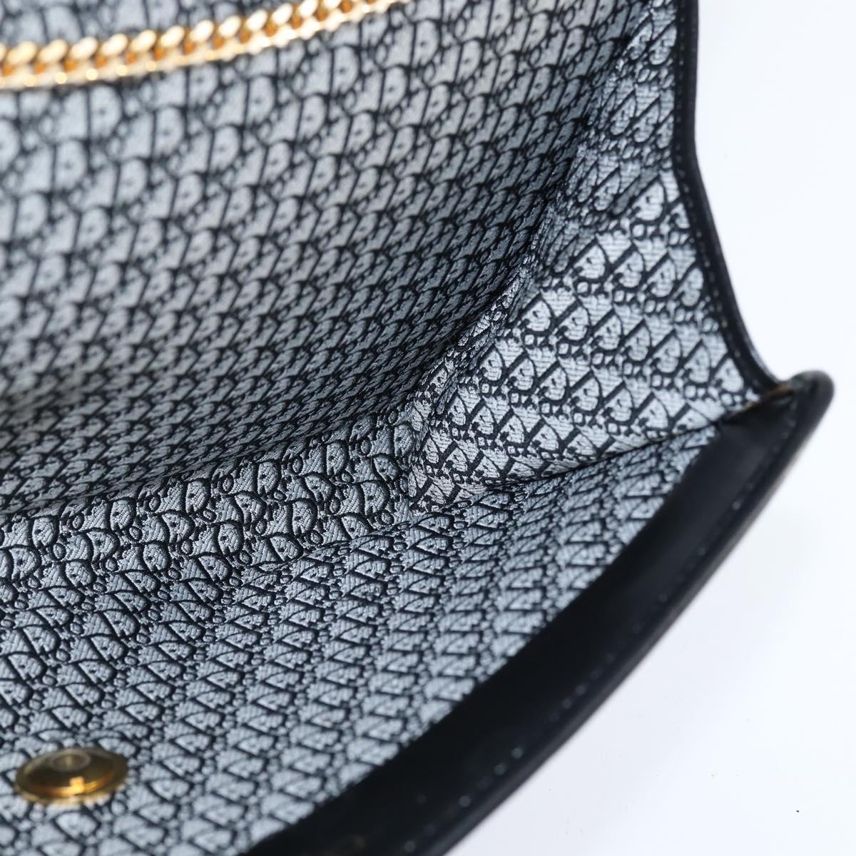 Christian Dior Trotter Canvas Chain Shoulder Bag Suede Black Gold Auth bs30407