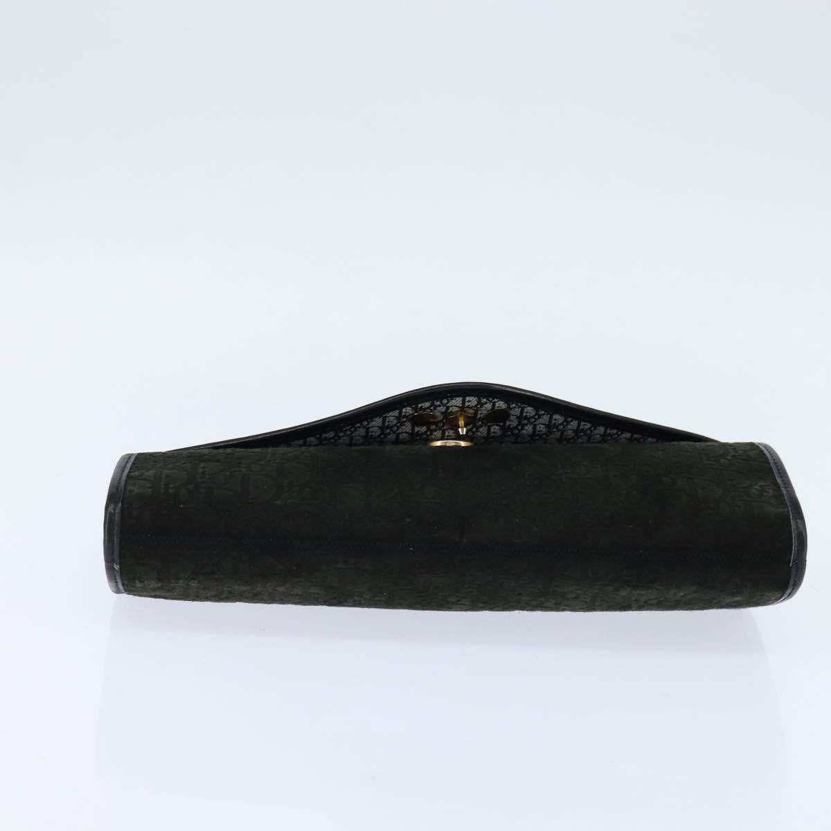 Christian Dior Trotter Canvas Chain Shoulder Bag Suede Black Gold Auth bs30407