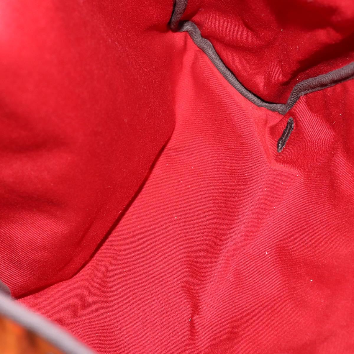 HERMES Her bag Hand Bag Canvas Coated Canvas 3 Set Beige Orange Auth bs30410