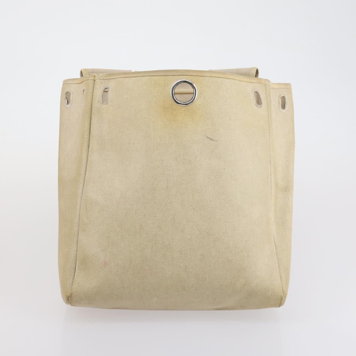 HERMES Her bag Hand Bag Canvas Coated Canvas 3 Set Beige Orange Auth bs30410