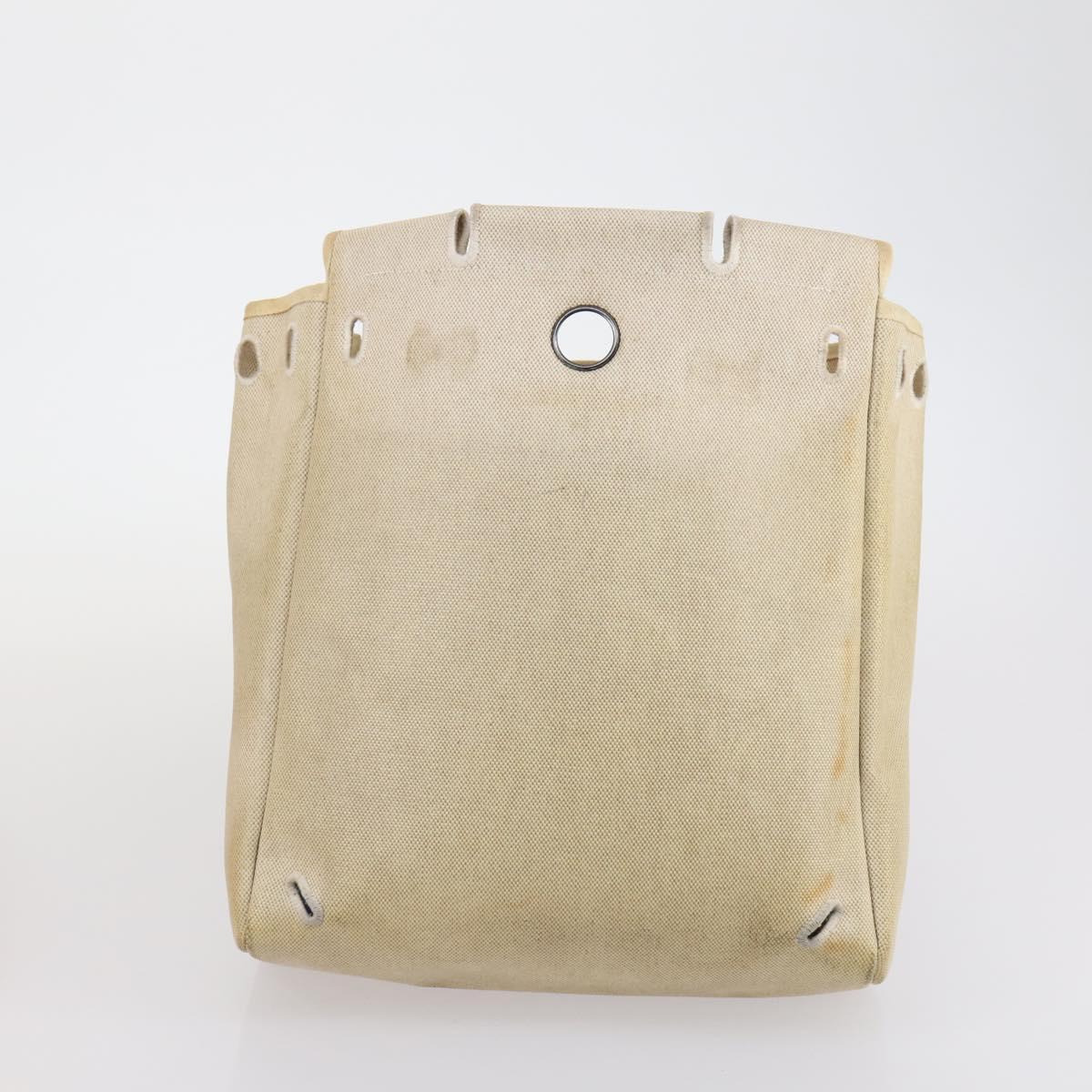 HERMES Her bag Hand Bag Canvas Coated Canvas 3 Set Beige Orange Auth bs30410