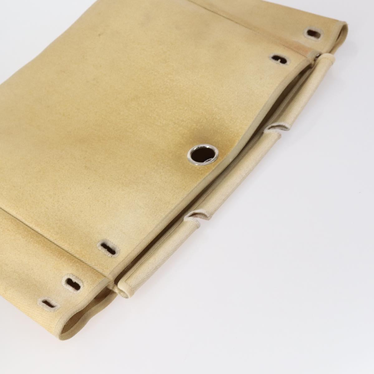 HERMES Her bag Hand Bag Canvas Coated Canvas 3 Set Beige Orange Auth bs30410