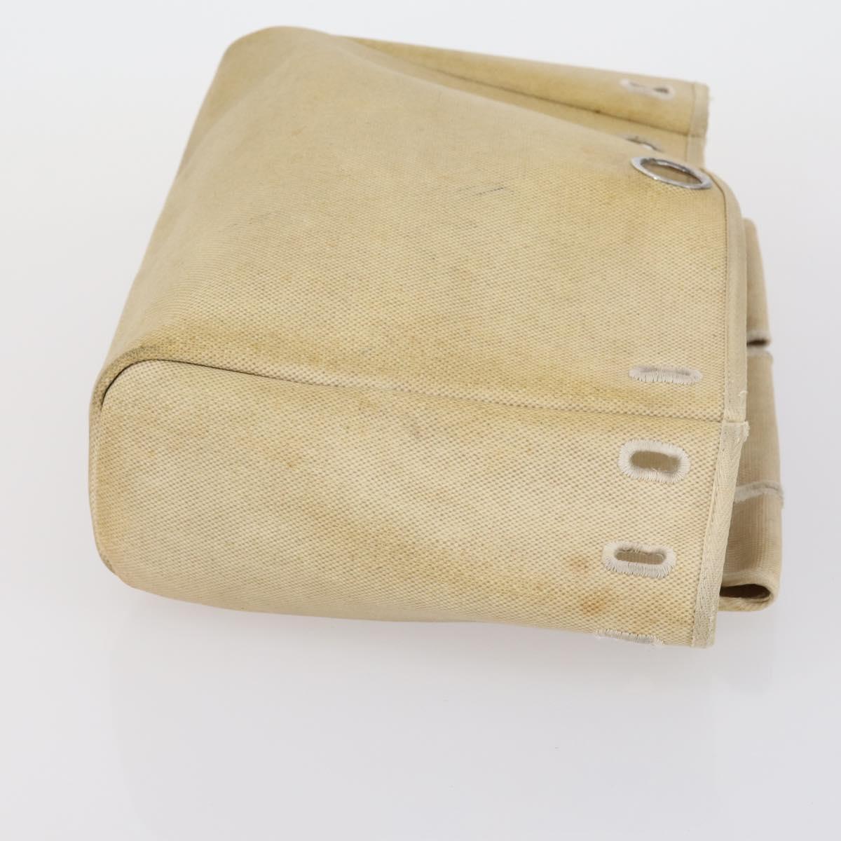 HERMES Her bag Hand Bag Canvas Coated Canvas 3 Set Beige Black Auth bs30411