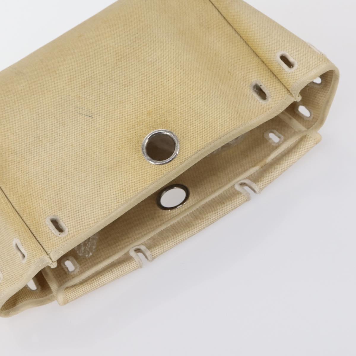 HERMES Her bag Hand Bag Canvas Coated Canvas 3 Set Beige Black Auth bs30411