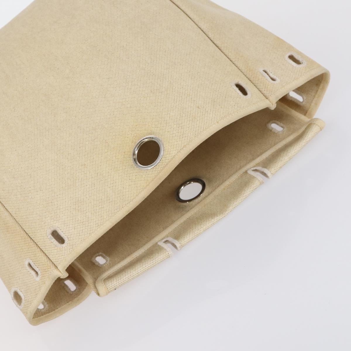 HERMES Her bag Hand Bag Canvas Coated Canvas 3 Set Beige Black Auth bs30411