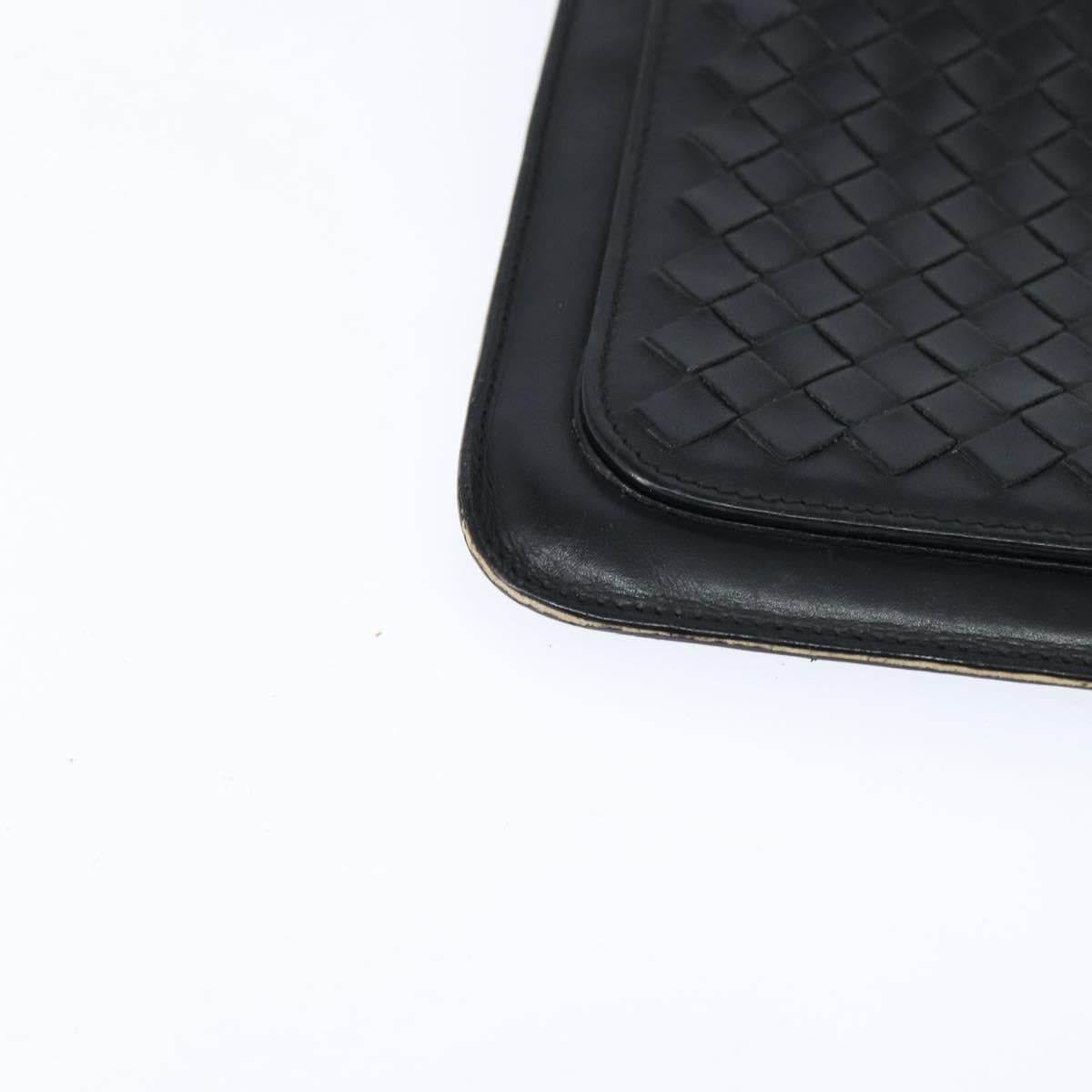 BOTTEGA VENETA INTRECCIATO Clutch Bag Leather Black Auth bs30412