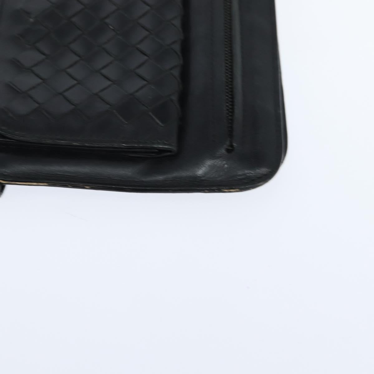 BOTTEGA VENETA INTRECCIATO Clutch Bag Leather Black Auth bs30412