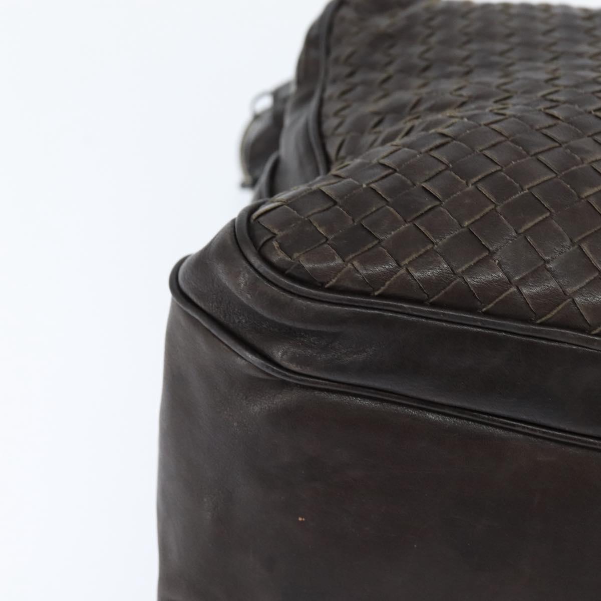 BOTTEGA VENETA INTRECCIATO Shoulder Bag Leather Dark Brown Auth bs30413