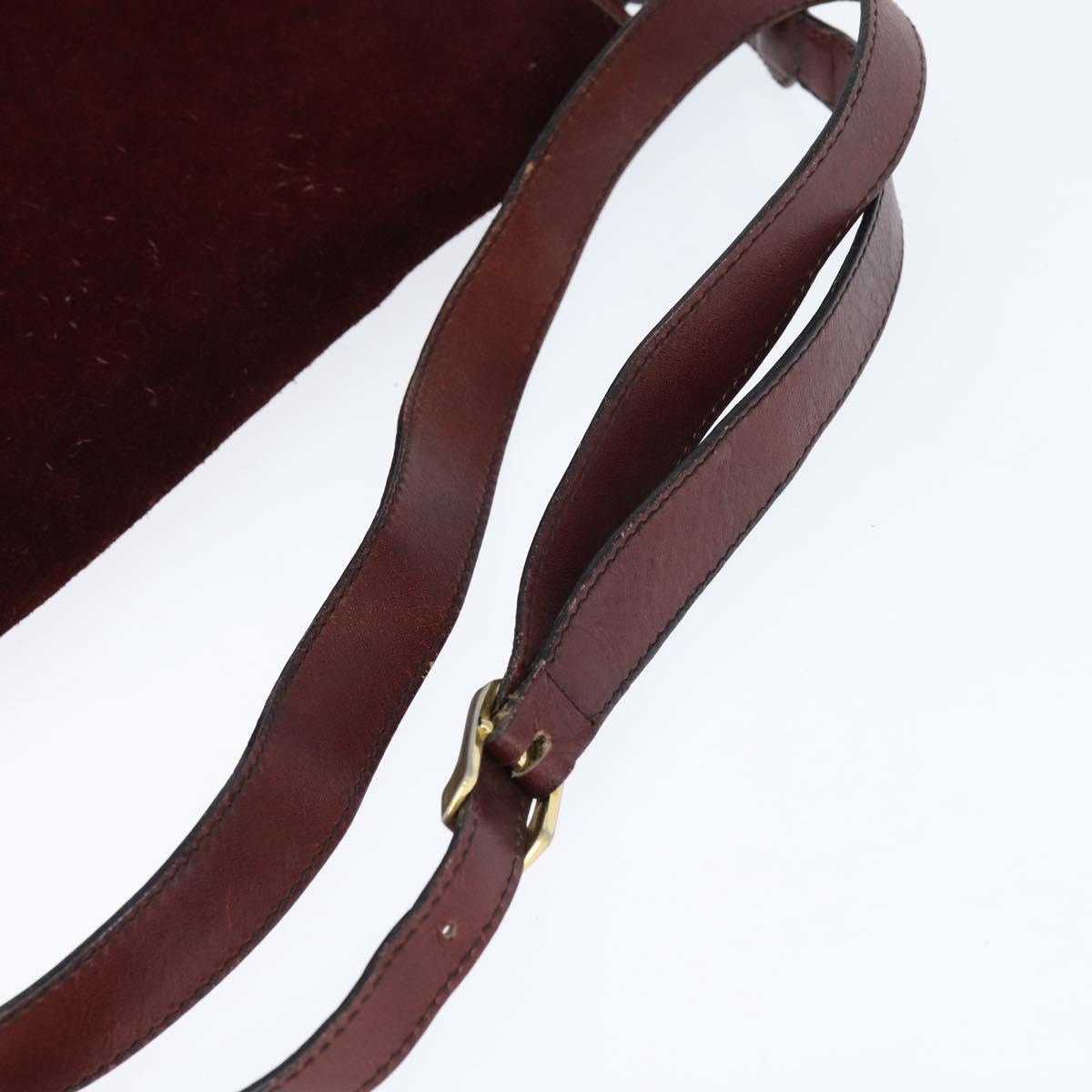 BALENCIAGA Shoulder Bag Suede Leather Bordeaux Gold Auth bs30414