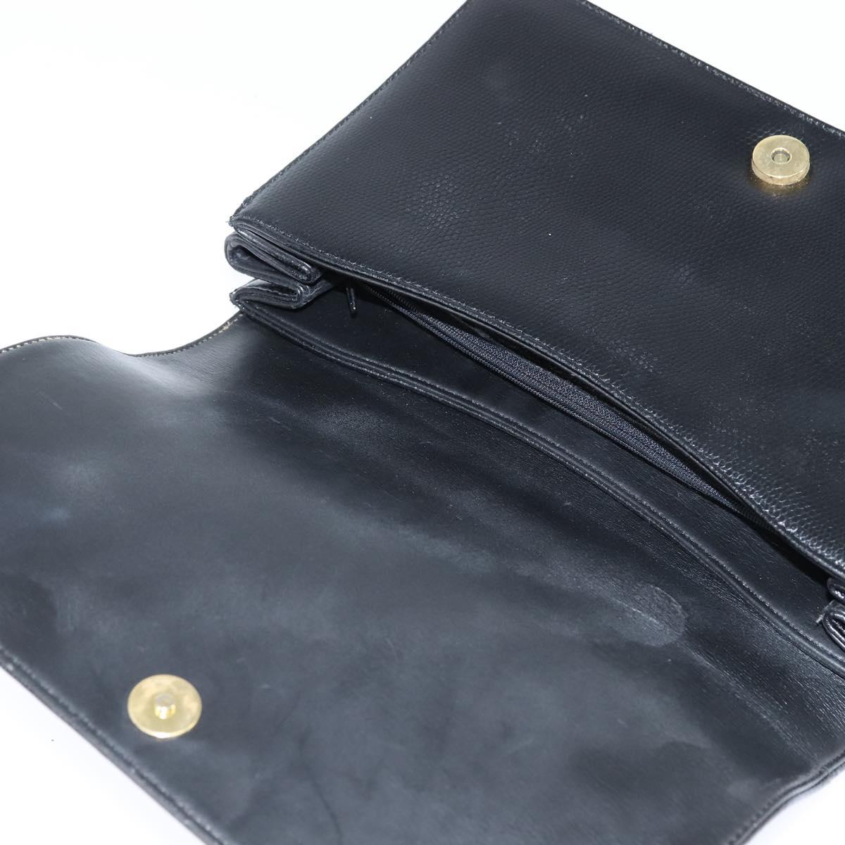 GIVENCHY Hand Bag Leather Black Gold Auth bs30415