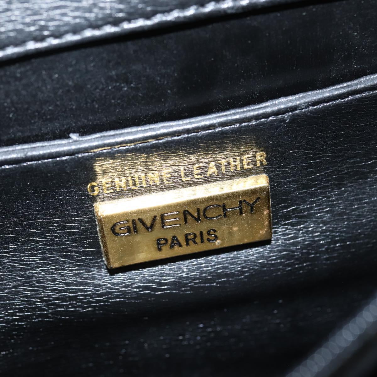 GIVENCHY Hand Bag Leather Black Gold Auth bs30415