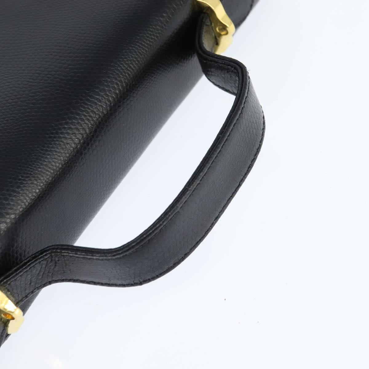 GIVENCHY Hand Bag Leather Black Gold Auth bs30415