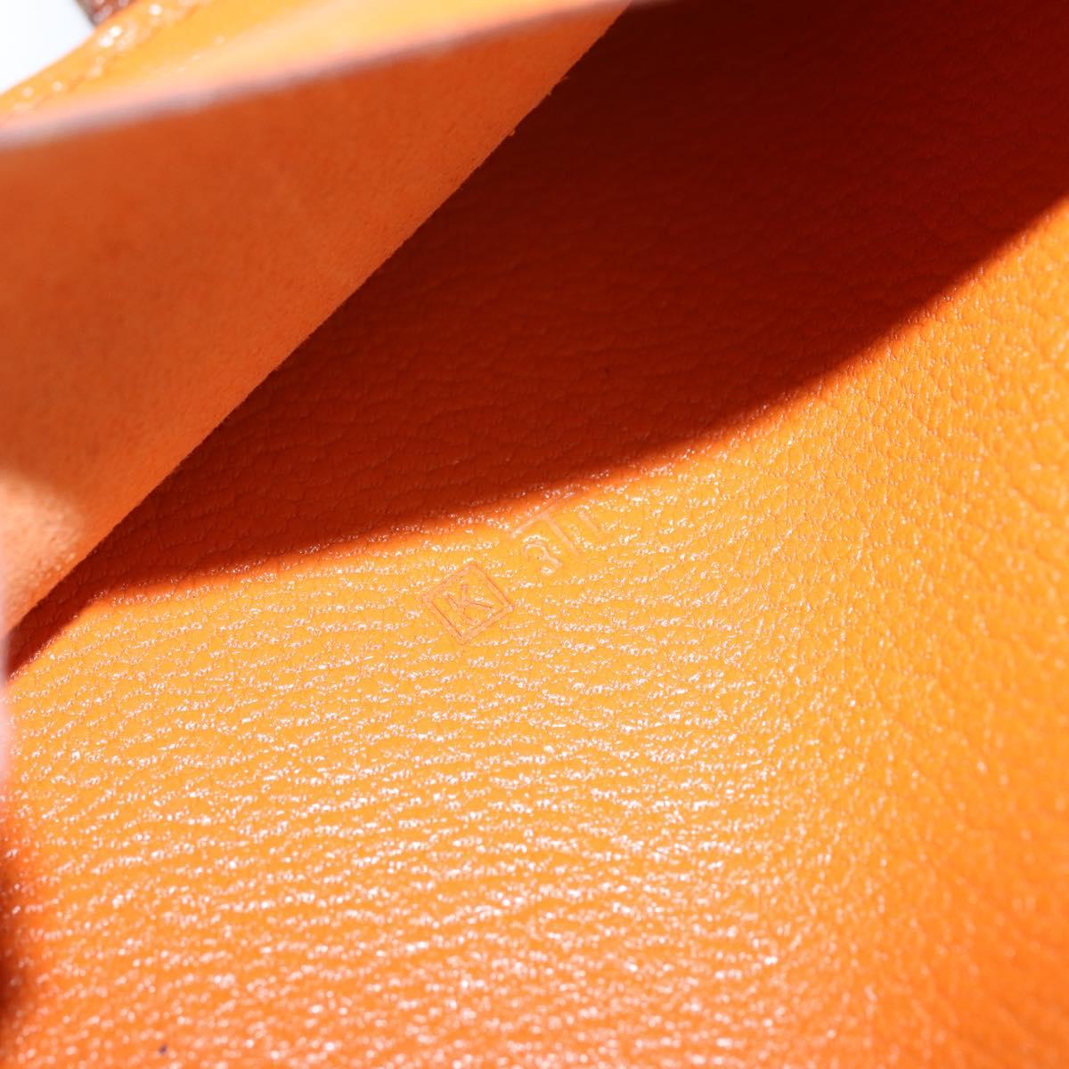 HERMES Day Planner Cover Leather Brown Orange Auth bs30416