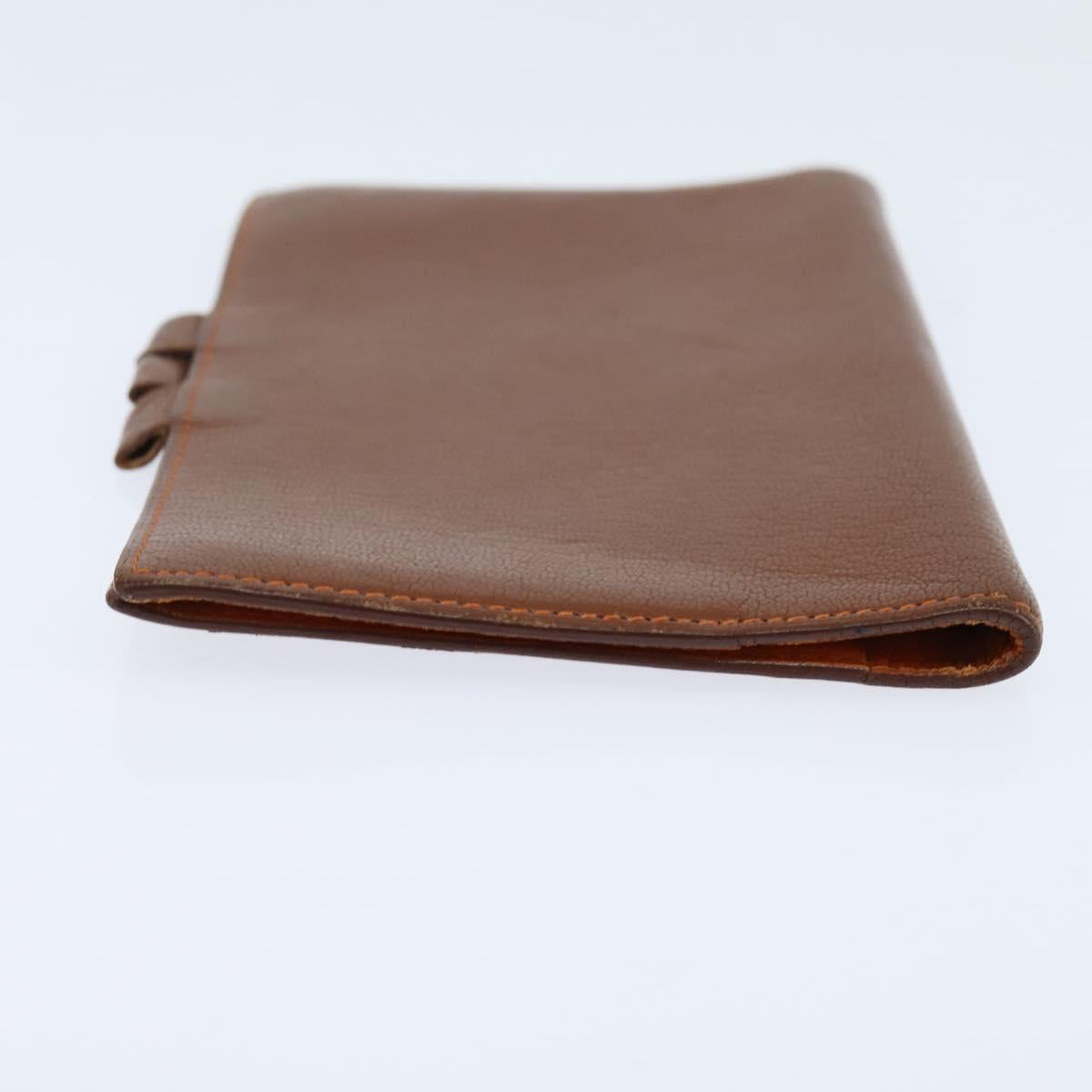 HERMES Day Planner Cover Leather Brown Orange Auth bs30416
