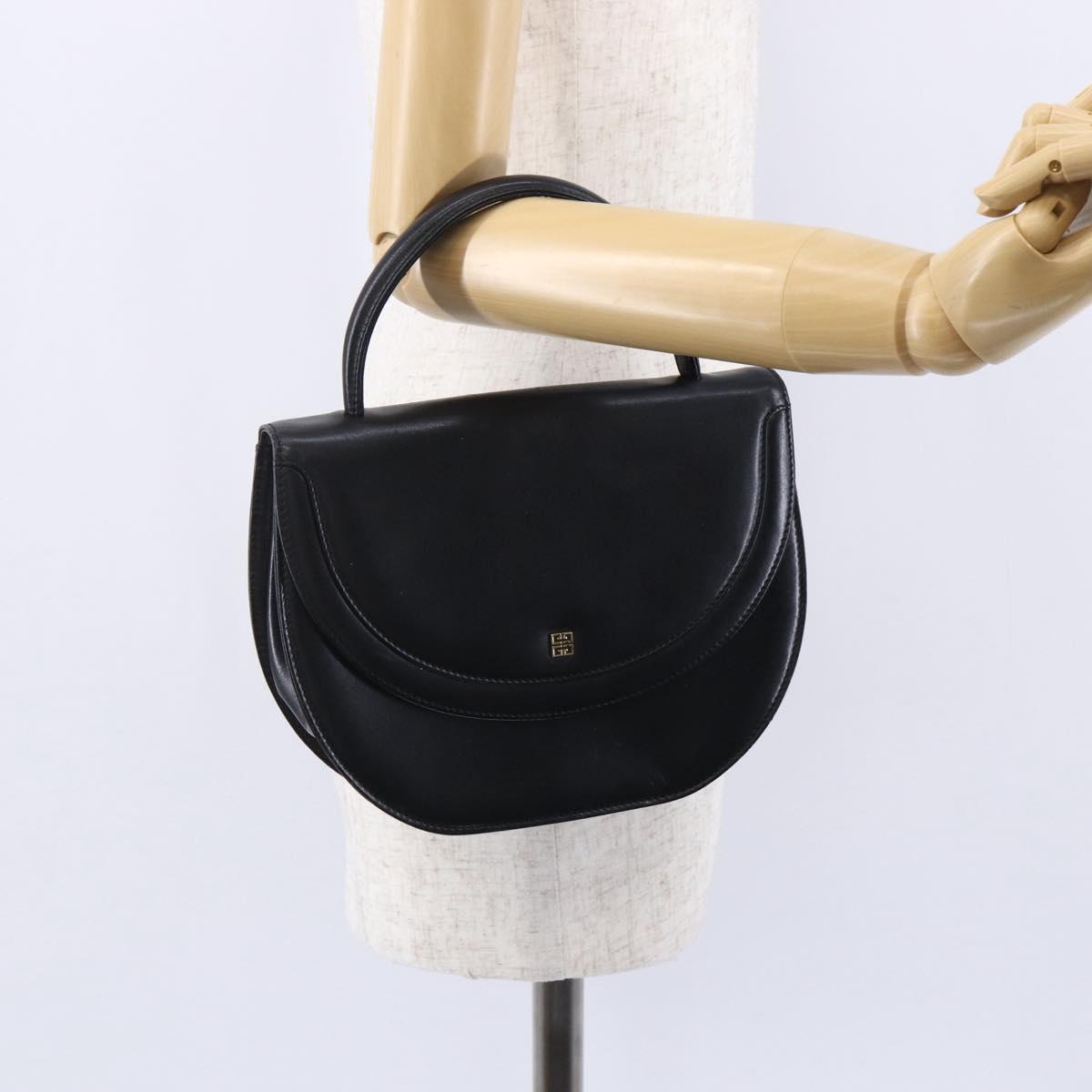 GIVENCHY Hand Bag Leather Black Gold Auth bs30417