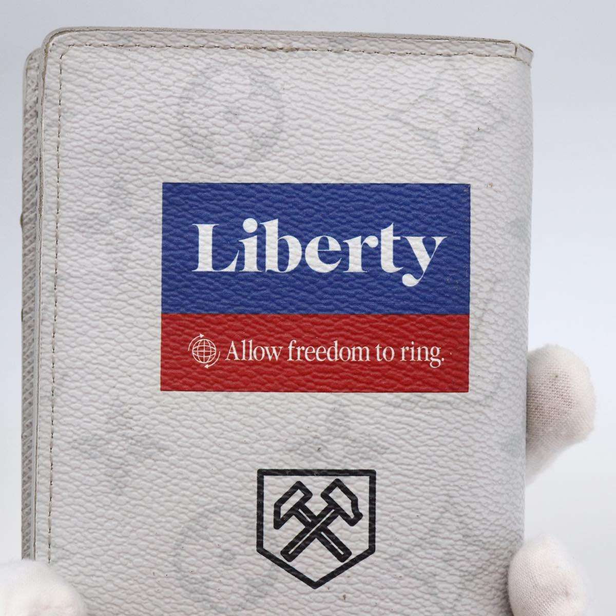 LOUIS VUITTON Portefeuille Brother Logo Story Wallet White M67822 Auth bs30418