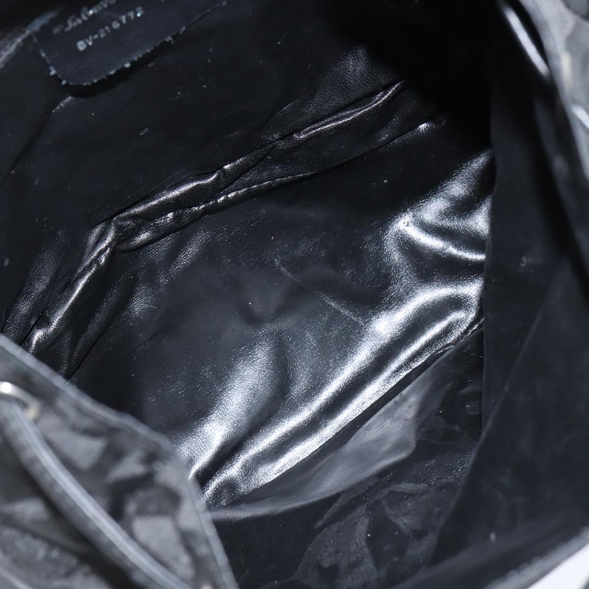 Salvatore Ferragamo Gancini Backpack Nylon Leather Black Silver Auth bs30419