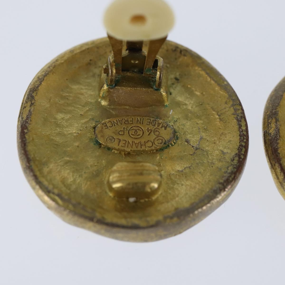 CHANEL COCO Mark Earring metal Gold CC Auth bs30420