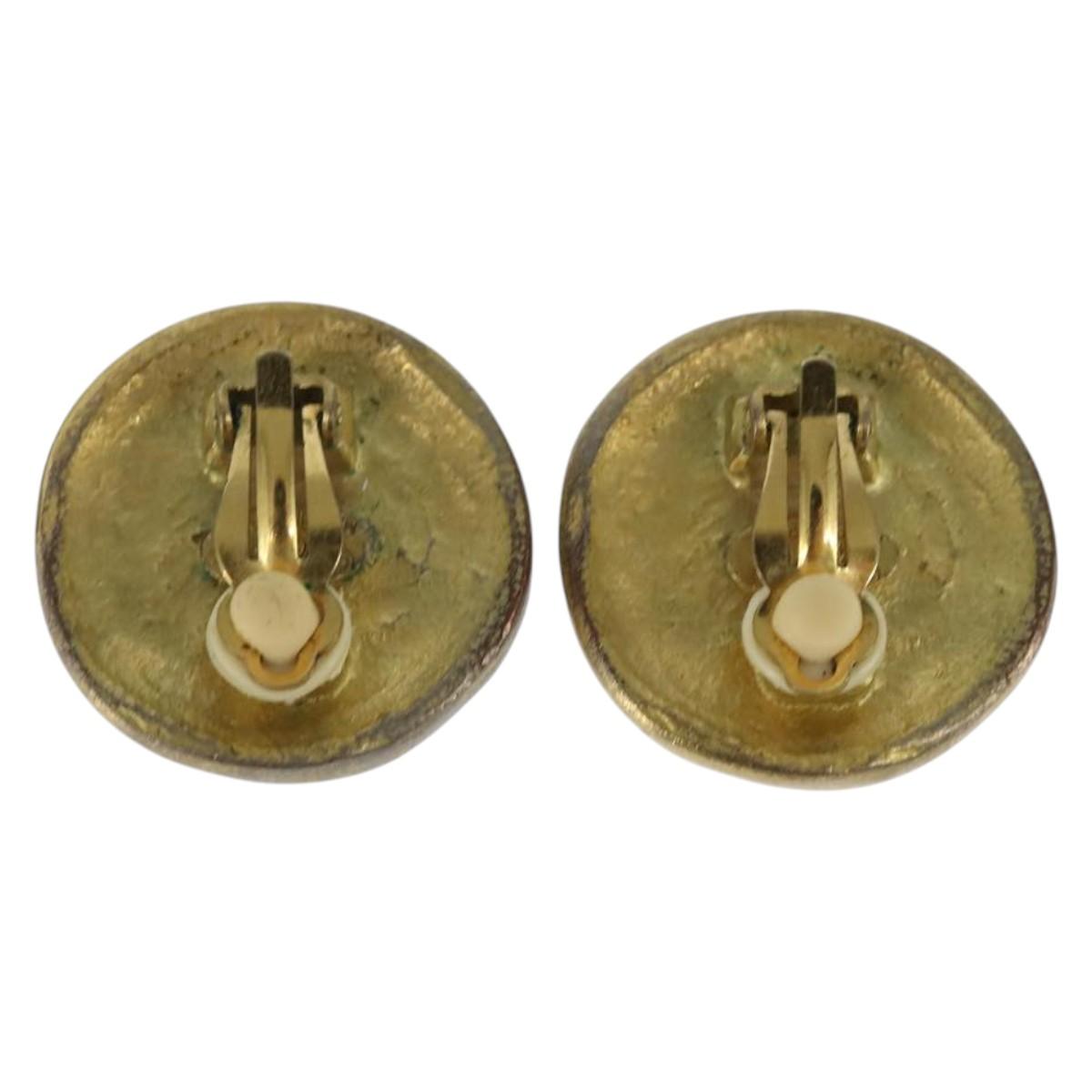 CHANEL COCO Mark Earring metal Gold CC Auth bs30420