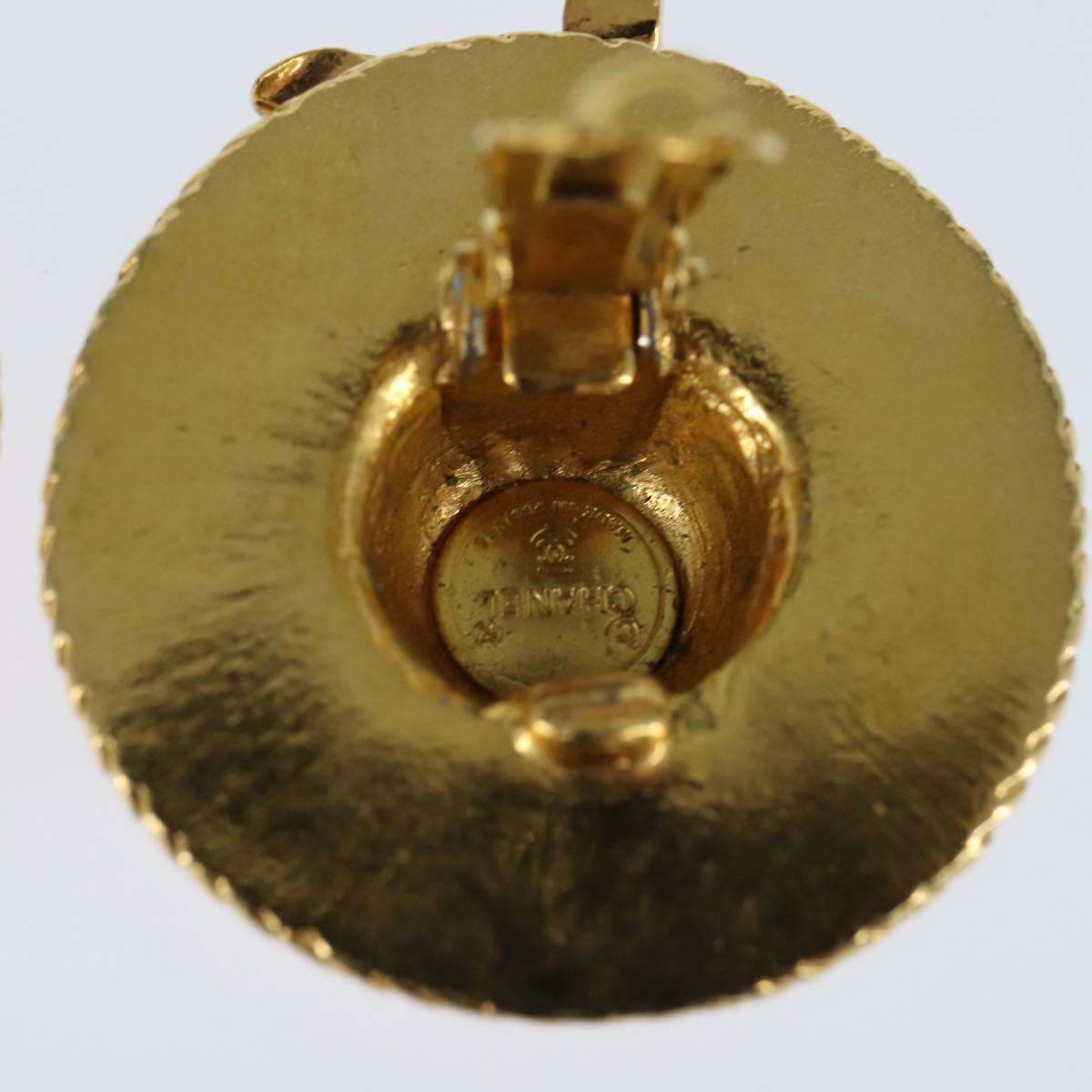 CHANEL Earring metal Gold CC Auth bs30421