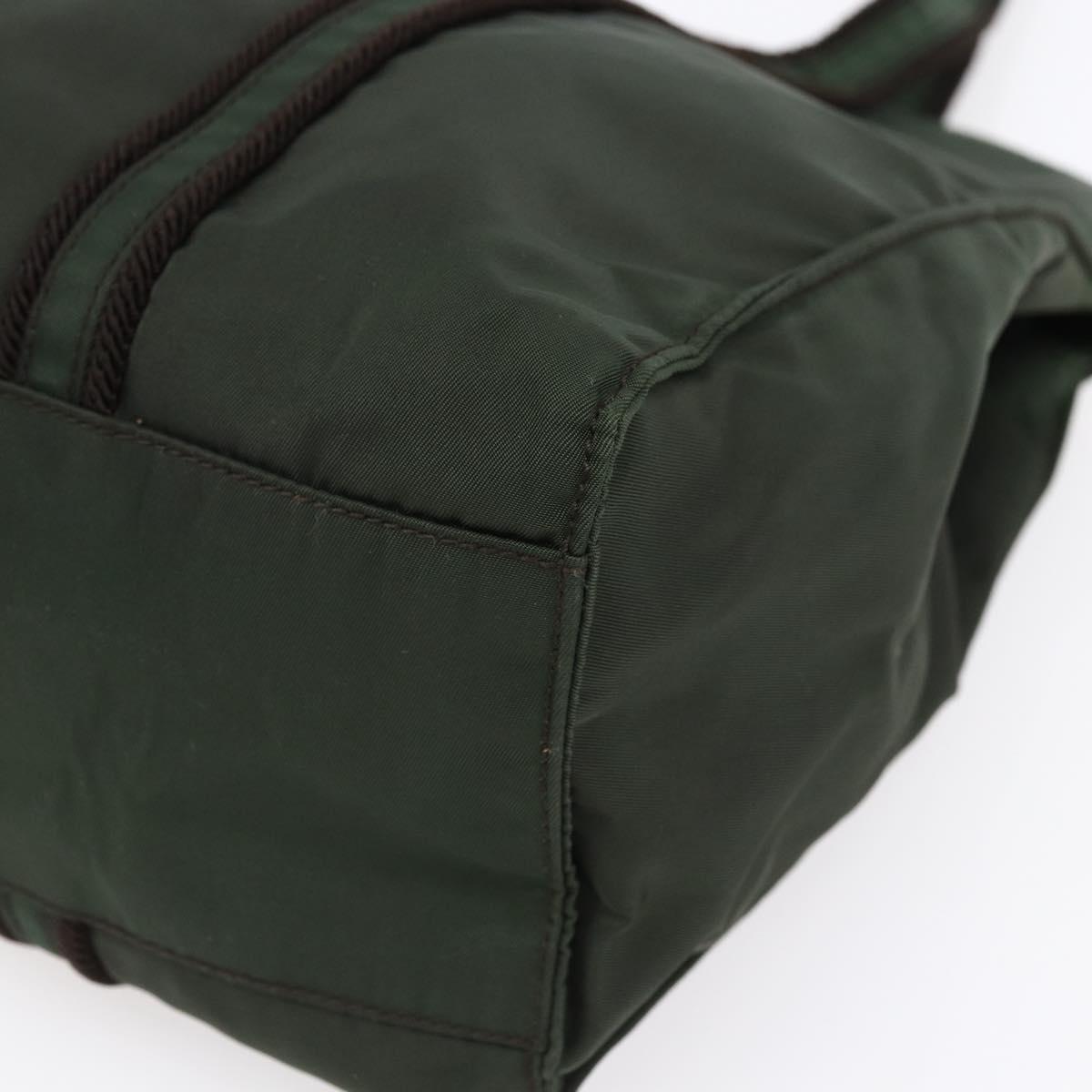 PRADA Tote Bag Nylon Khaki Silver Auth bs30429