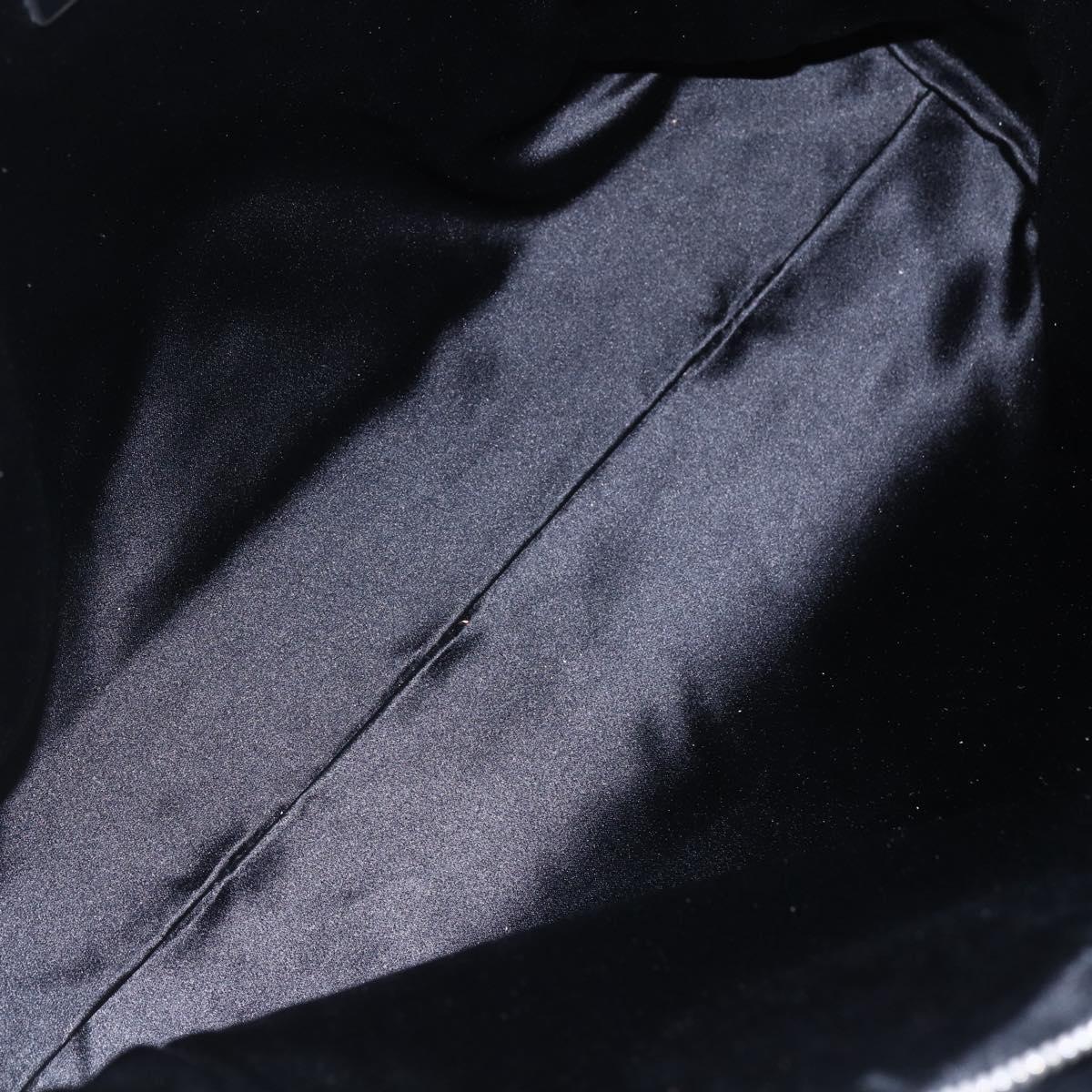 PRADA Hand Bag Leather Black Silver Auth bs30432