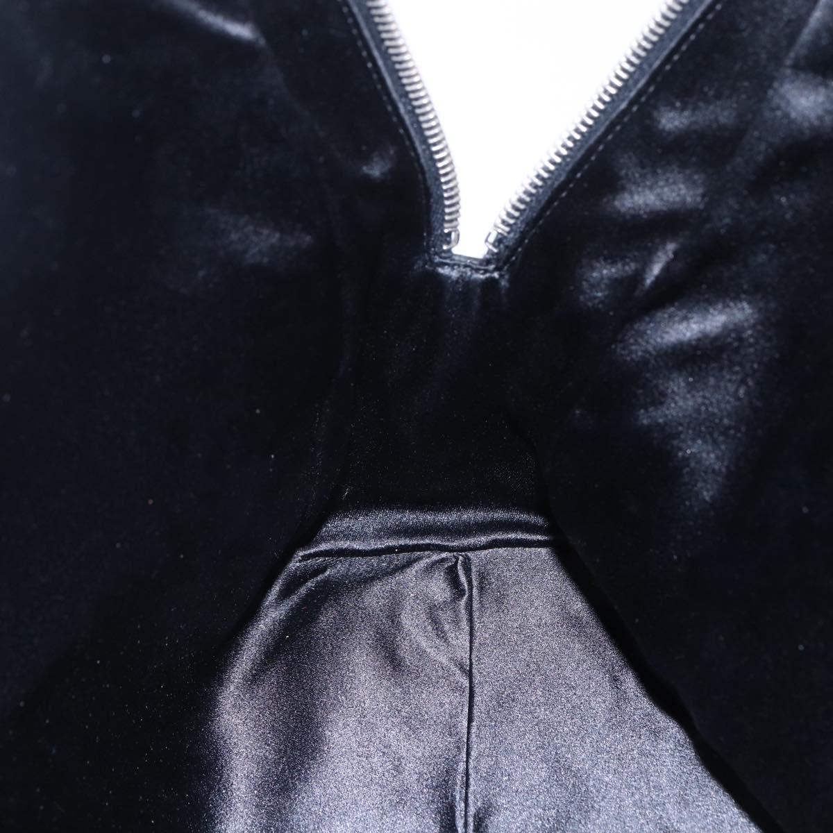 PRADA Hand Bag Leather Black Silver Auth bs30432