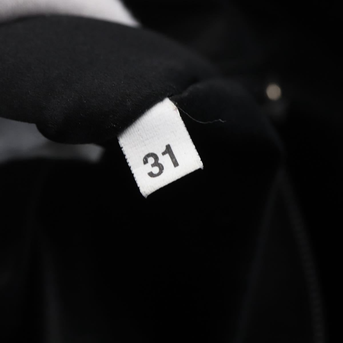 PRADA Hand Bag Leather Black Silver Auth bs30432