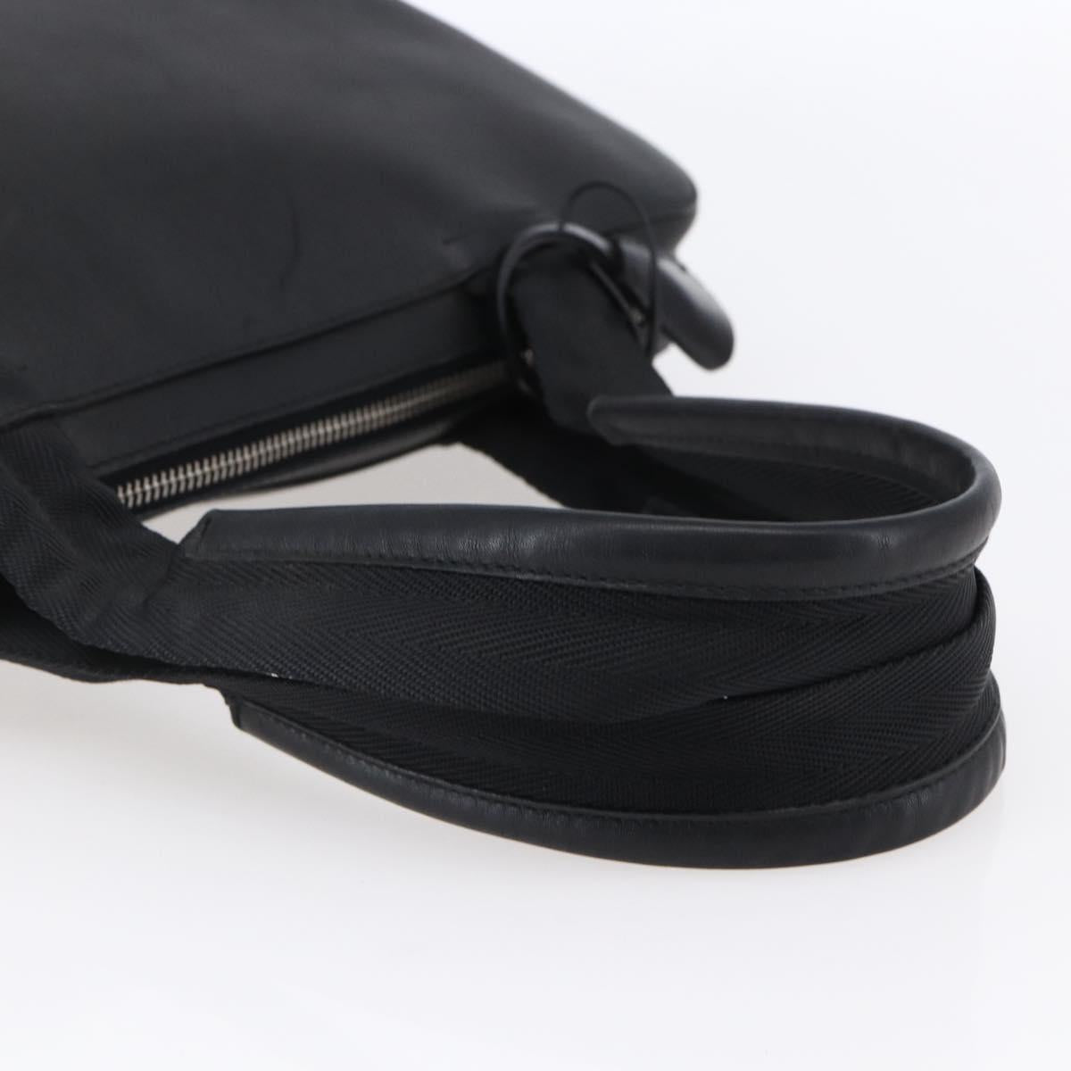 PRADA Hand Bag Leather Black Silver Auth bs30432