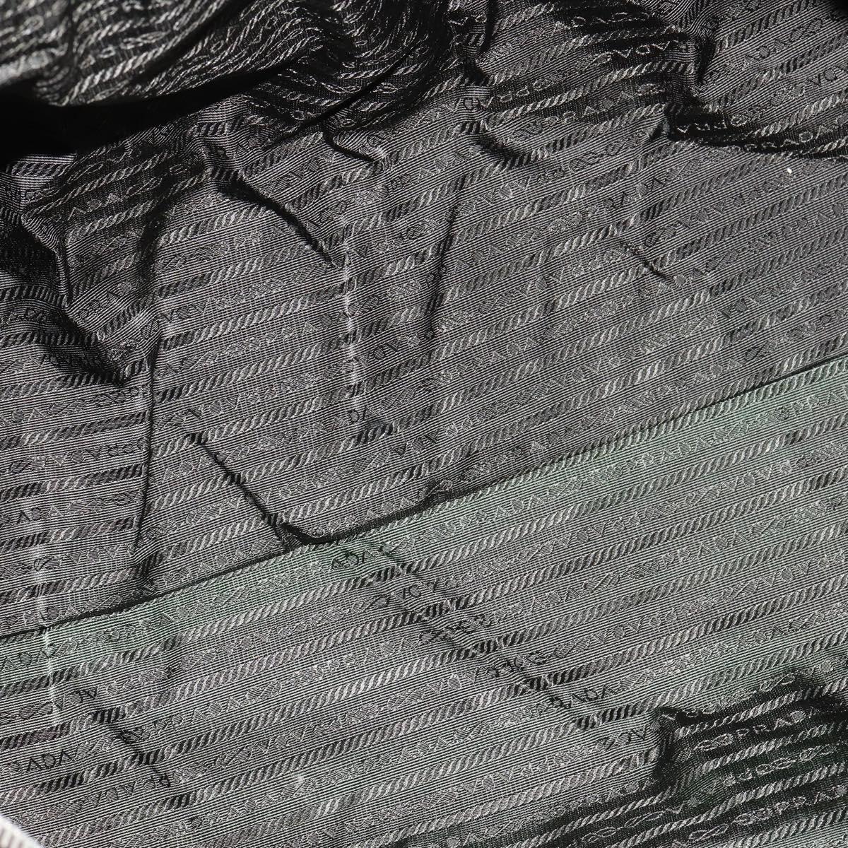 PRADA Boston Bag Nylon Leather Khaki Silver Auth bs30433