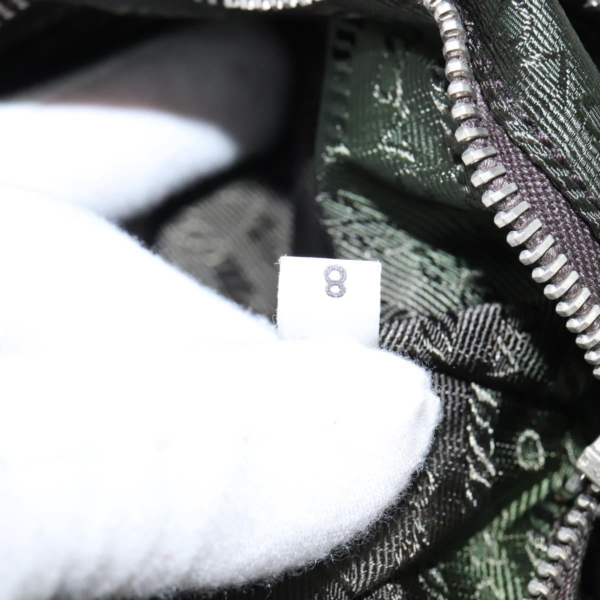 PRADA Boston Bag Nylon Leather Khaki Silver Auth bs30433