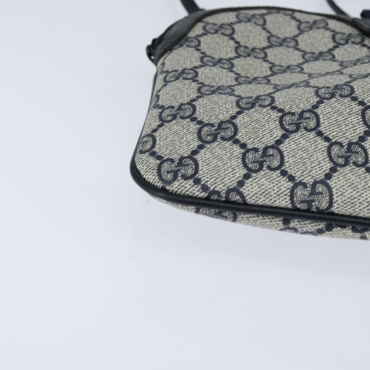 GUCCI GG Supreme Sherry Line Shoulder Bag PVC Navy Gold 904 02 047 Auth bs30434