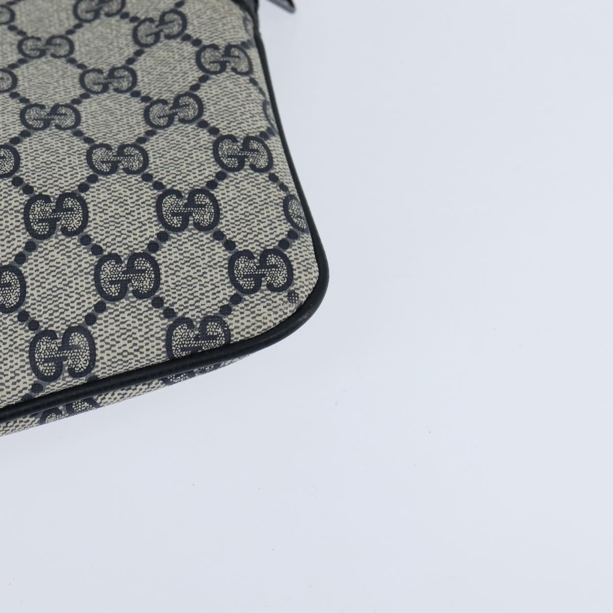 GUCCI GG Supreme Sherry Line Shoulder Bag PVC Navy Gold 904 02 047 Auth bs30434