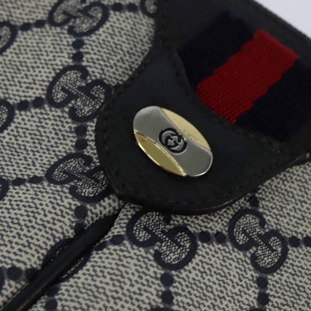 GUCCI GG Supreme Sherry Line Shoulder Bag PVC Navy Gold 904 02 047 Auth bs30434