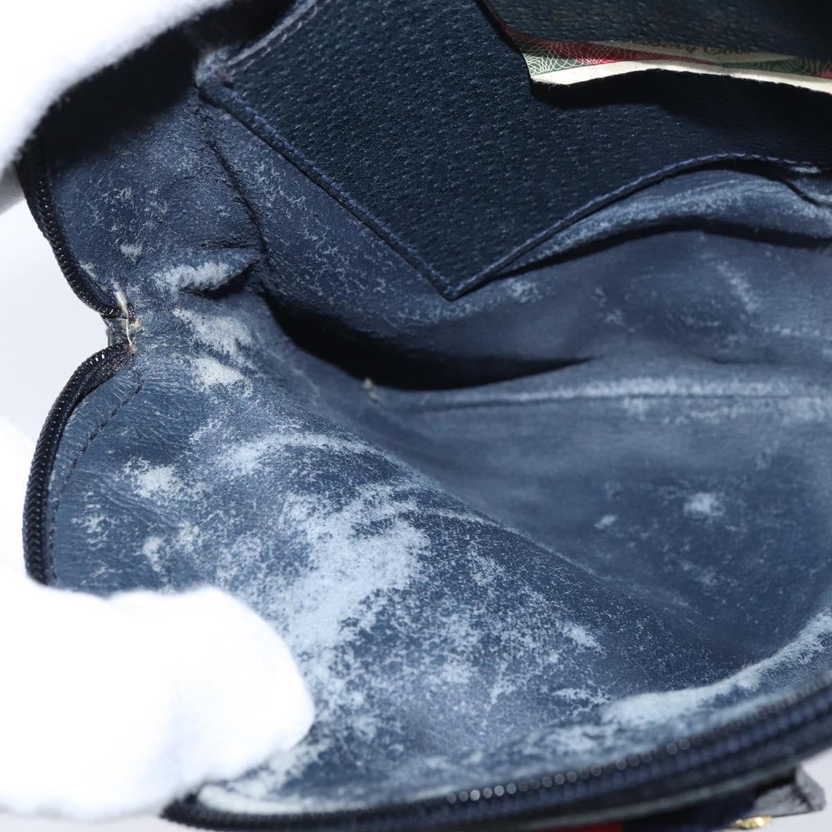 GUCCI GG Supreme Sherry Line Shoulder Bag PVC Navy Gold 904 02 047 Auth bs30434