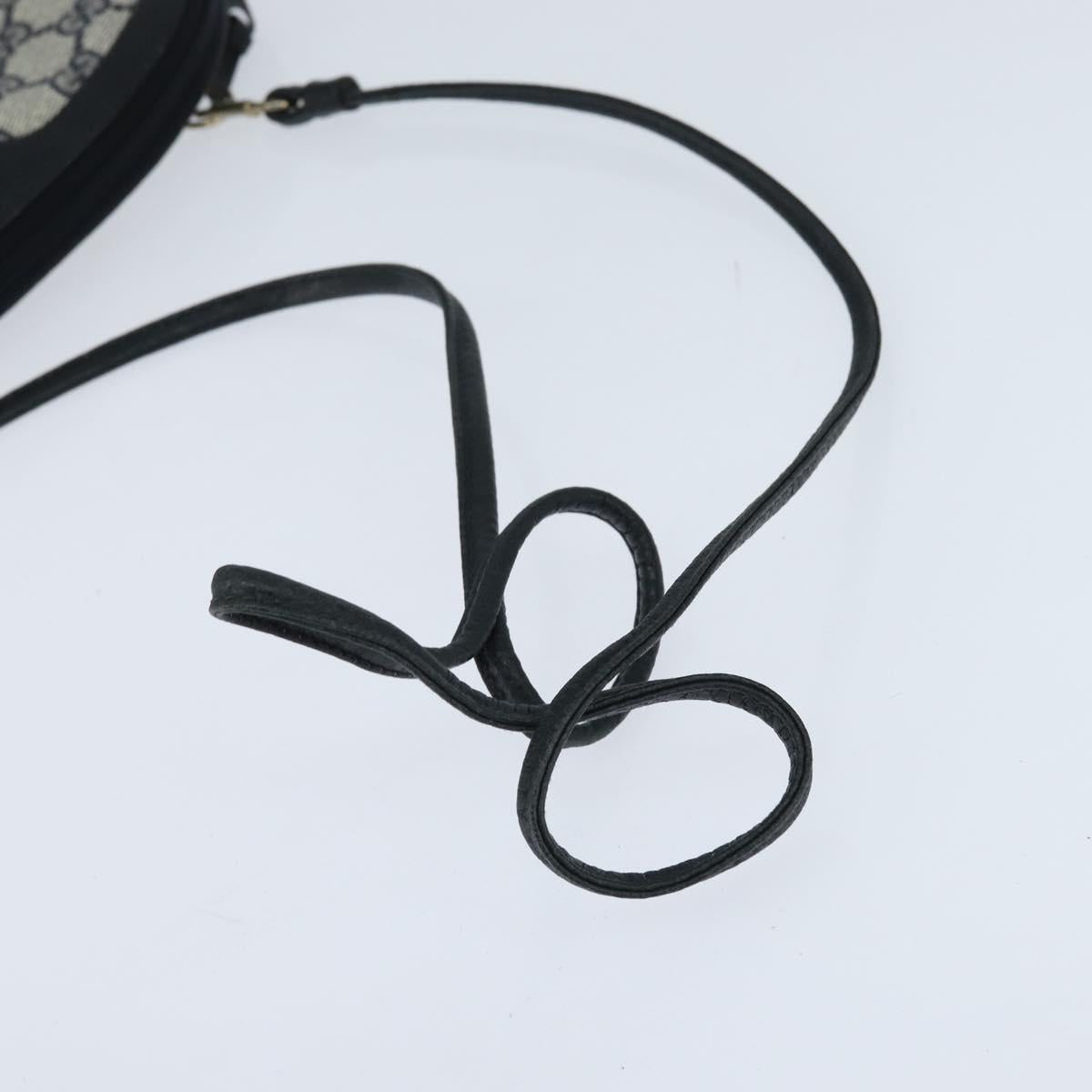 GUCCI GG Supreme Sherry Line Shoulder Bag PVC Navy Gold 904 02 047 Auth bs30434