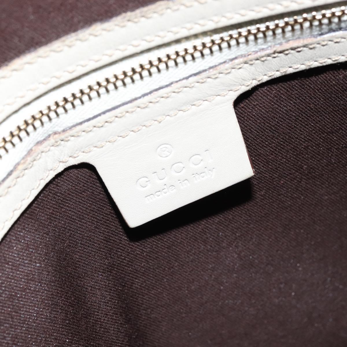 GUCCI GG Canvas Guccissima Hand Bag Leather White Gold 145785 Auth bs30436