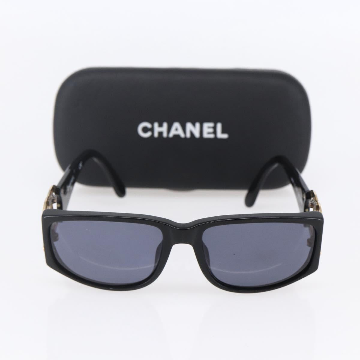 CHANEL COCO Mark Sunglasses plastic Black CC Auth bs30437