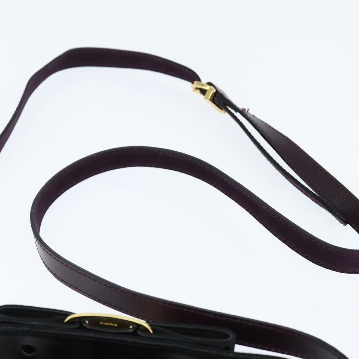 Salvatore Ferragamo Vala Hand Bag Suede 2way Purple Gold Auth bs30438